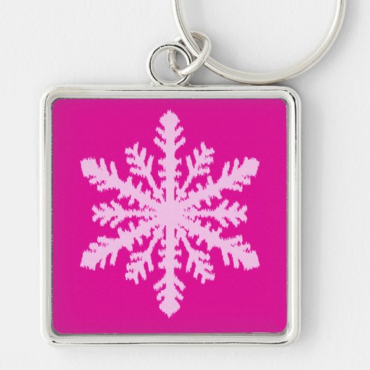 Ikat Snowflake - Fuchsia and ice roze Sleutelhanger (Voorkant)