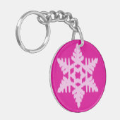 Ikat Snowflake - Fuchsia and ice roze Sleutelhanger (Voorkant Links)