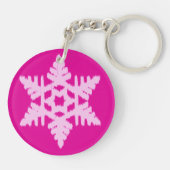 Ikat Snowflake - Fuchsia and ice roze Sleutelhanger (Achterkant)