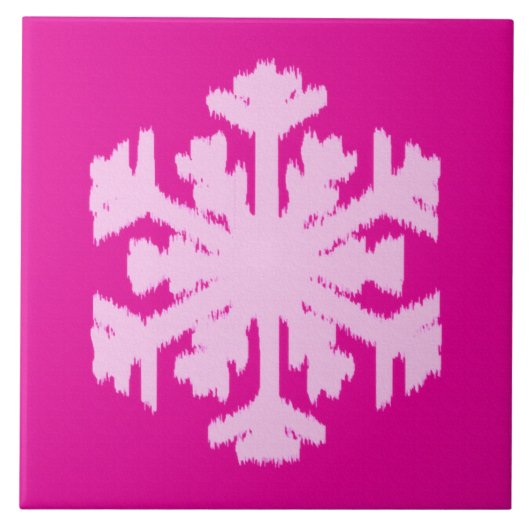Ikat Snowflake - Fuchsia and ice roze Tegeltje (Voorkant)