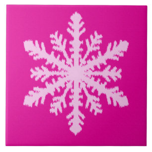 Ikat Snowflake - Fuchsia and ice roze Tegeltje