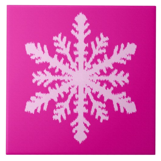 Ikat Snowflake - Fuchsia and ice roze Tegeltje (Voorkant)