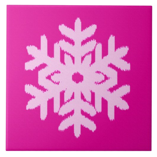 Ikat Snowflake - Fuchsia and ice roze Tegeltje (Voorkant)