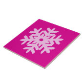 Ikat Snowflake - Fuchsia and ice roze Tegeltje (Zijkant)
