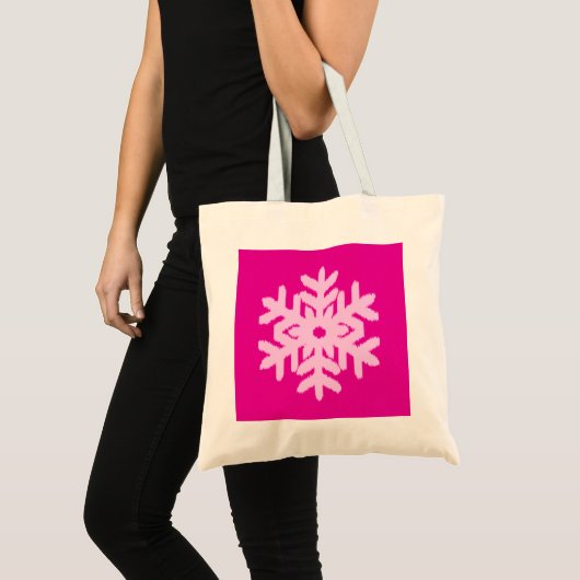 Ikat Snowflake - Fuchsia and ice roze Tote Bag (Voorkant (product))