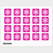 Ikat Snowflake - Fuchsia and ice roze Vierkante Sticker (Vel)