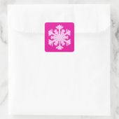 Ikat Snowflake - Fuchsia and ice roze Vierkante Sticker (Tas)