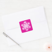 Ikat Snowflake - Fuchsia and ice roze Vierkante Sticker (Envelop)