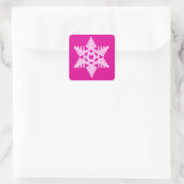 Ikat Snowflake - Fuchsia and ice roze Vierkante Sticker (Tas)