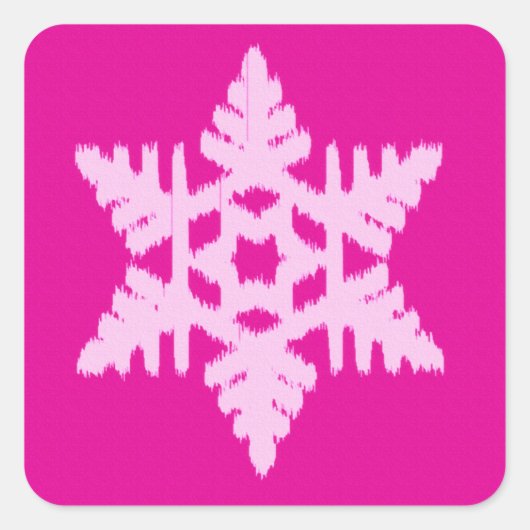 Ikat Snowflake - Fuchsia and ice roze Vierkante Sticker (Voorkant)