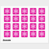 Ikat Snowflake - Fuchsia and ice roze Vierkante Sticker (Vel)