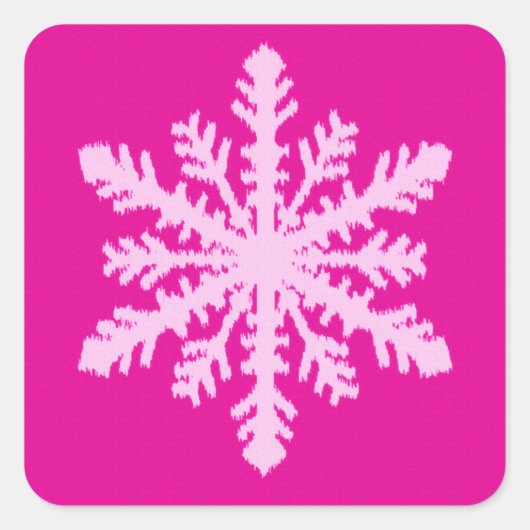 Ikat Snowflake - Fuchsia and ice roze Vierkante Sticker (Voorkant)