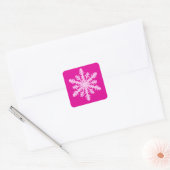 Ikat Snowflake - Fuchsia and ice roze Vierkante Sticker (Envelop)