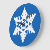 Ikat Snowflake - Kobalt blauw en wit Grote Klok (Hoek)