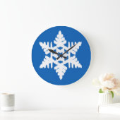 Ikat Snowflake - Kobalt blauw en wit Grote Klok (Huis)