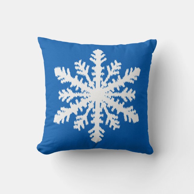 Ikat Snowflake - Kobalt blauw en wit Kussen (Voorkant)