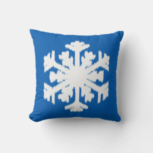 Ikat Snowflake - Kobalt blauw en wit Kussen