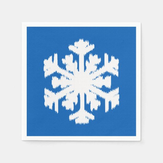 Ikat Snowflake - Kobalt blauw en wit Servetten (Voorkant)