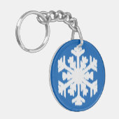 Ikat Snowflake - Kobalt blauw en wit Sleutelhanger (Voorkant Links)