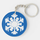 Ikat Snowflake - Kobalt blauw en wit Sleutelhanger (Achterkant)