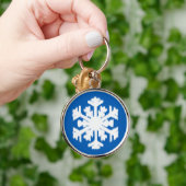 Ikat Snowflake - Kobalt blauw en wit Sleutelhanger (Hand)