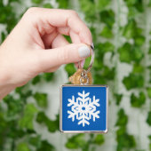 Ikat Snowflake - Kobalt blauw en wit Sleutelhanger (Hand)