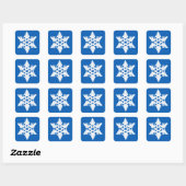 Ikat Snowflake - Kobalt blauw en wit Vierkante Sticker (Vel)