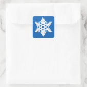 Ikat Snowflake - Kobalt blauw en wit Vierkante Sticker (Tas)