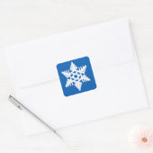 Ikat Snowflake - Kobalt blauw en wit Vierkante Sticker (Envelop)