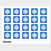 Ikat Snowflake - Kobalt blauw en wit Vierkante Sticker (Vel)
