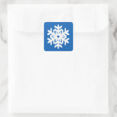 Ikat Snowflake - Kobalt blauw en wit Vierkante Sticker (Tas)