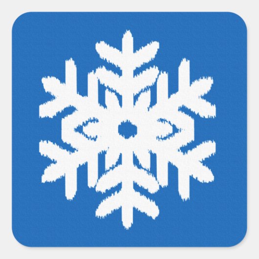 Ikat Snowflake - Kobalt blauw en wit Vierkante Sticker (Voorkant)