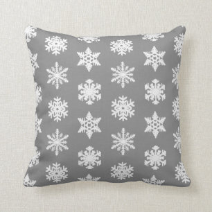 Ikat Snowflake - Koolsteengrijs en wit Kussen