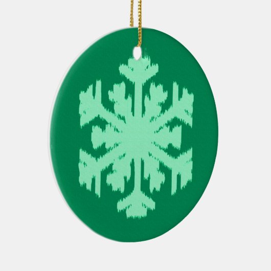 Ikat Snowflake - Pine- en muntgroen Keramisch Ornament (Rechts)