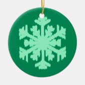 Ikat Snowflake - Pine- en muntgroen Keramisch Ornament (Voorkant)