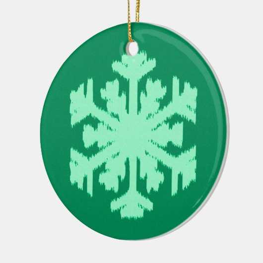 Ikat Snowflake - Pine- en muntgroen Keramisch Ornament (Links)