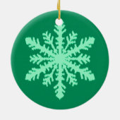 Ikat Snowflake - Pine- en muntgroen Keramisch Ornament (Achterkant)
