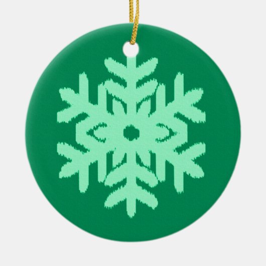 Ikat Snowflake - Pine- en muntgroen Keramisch Ornament (Voorkant)