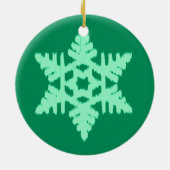 Ikat Snowflake - Pine- en muntgroen Keramisch Ornament (Achterkant)