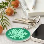 Ikat Snowflake - Pine- en muntgroen Sleutelhanger (Voorkant Rechts)