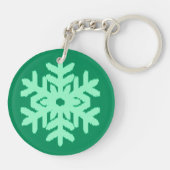 Ikat Snowflake - Pine- en muntgroen Sleutelhanger (Achterkant)