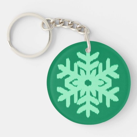 Ikat Snowflake - Pine- en muntgroen Sleutelhanger (Voorkant)
