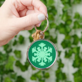 Ikat Snowflake - Pine- en muntgroen Sleutelhanger (Hand)