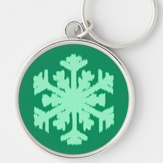 Ikat Snowflake - Pine- en muntgroen Sleutelhanger (Voorkant)