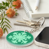 Ikat Snowflake - Pine- en muntgroen Sleutelhanger (Voorkant Rechts)