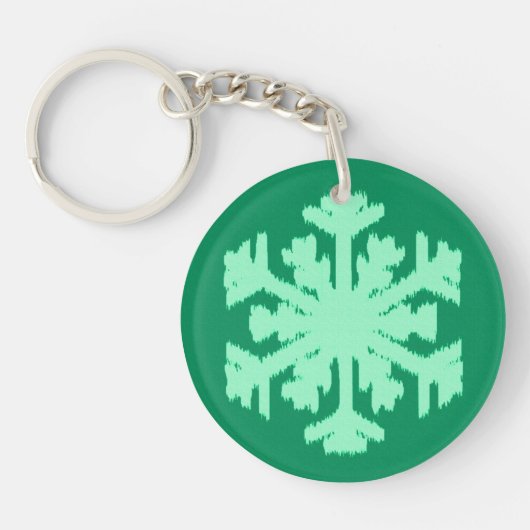 Ikat Snowflake - Pine- en muntgroen Sleutelhanger (Voorkant)