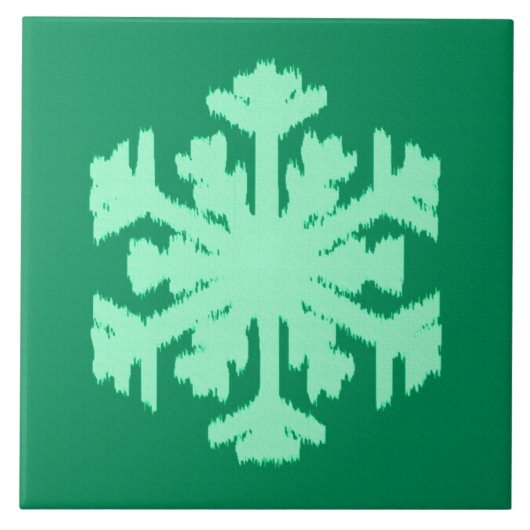 Ikat Snowflake - Pine- en muntgroen Tegeltje (Voorkant)