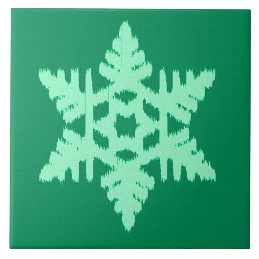 Ikat Snowflake - Pine- en muntgroen Tegeltje (Voorkant)