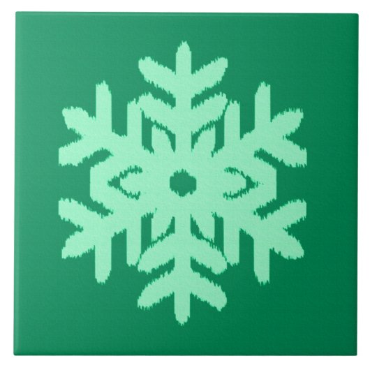 Ikat Snowflake - Pine- en muntgroen Tegeltje (Voorkant)