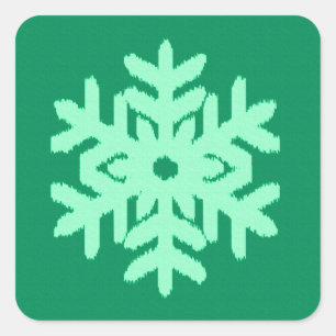 Ikat Snowflake - Pine- en muntgroen Vierkante Sticker